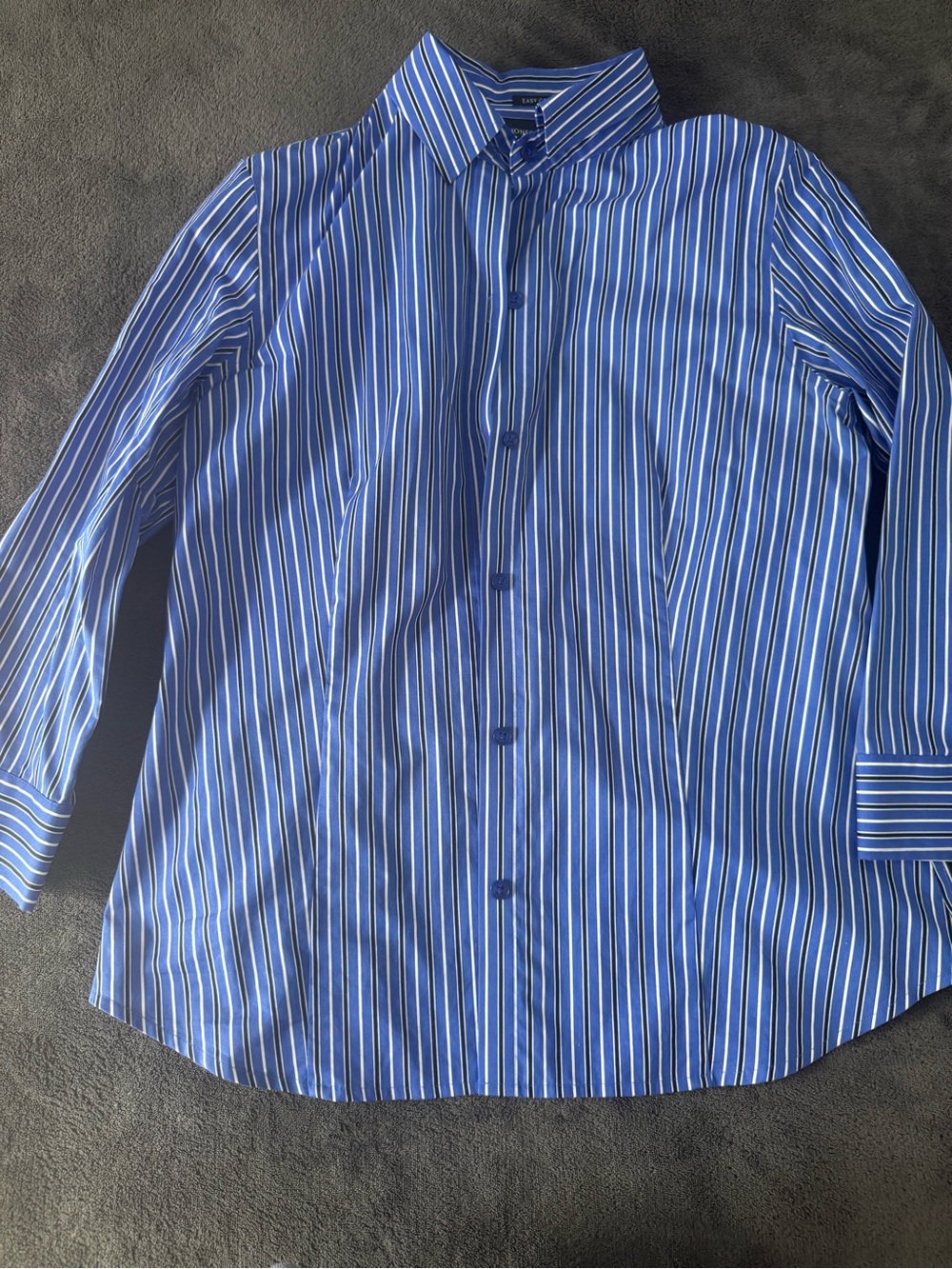Blue and White Striped Shirt Casual Button-Up